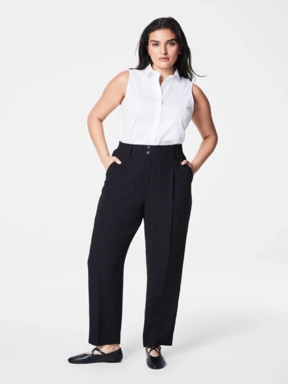 NWT SPANX Carefree Crepe Tapered Ankle Pants Black M $148
